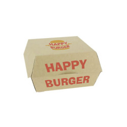 Concha Hamburguesa Cartón Kraft Pequeña 1- 4 tintas + Barniz