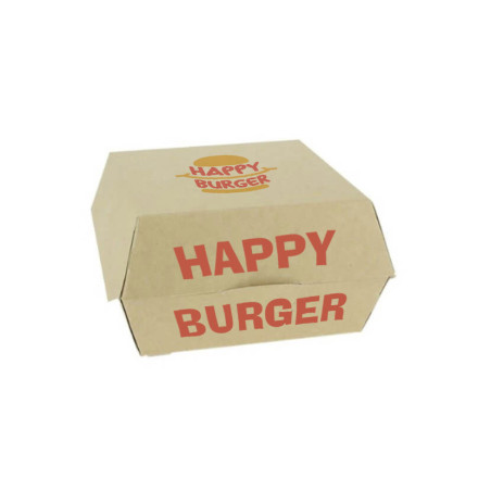 Concha Hamburguesa Cartón Kraft Pequeña 1- 4 tintas + Barniz