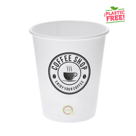 Vasos para café blancos ECO plastic free Personalizado 1 tinta