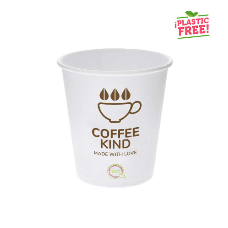 Copos para café brancos ECO sem plástico Personalizado 1 tinta