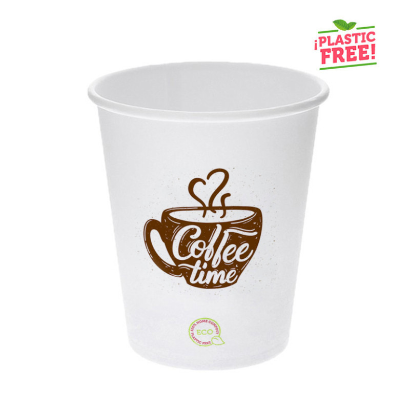 Copos para café brancos ECO sem plástico Personalizado 1 tinta