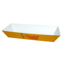 Barquetas de cartón kraft Hot Dog 1 - 4 tintas + Barniz