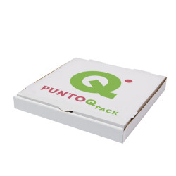 Caja Cartón Pizza Blanca 26x26x4 cm Impresa 1-2 tintas