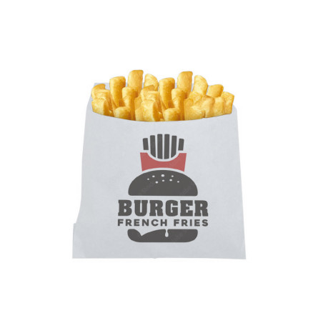 Bolsa Papel Antigrasa Blanca Patatas Fritas 12 X 12 cm Impresa 1 Tinta