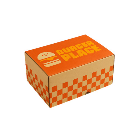 Caja para Hamburguesa y Fritos KraftEco (1-2 tintas) | Personalizado Premium