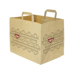 Bolsa Papel Kraft Asa Plana 32 + 21,5 x 24,5 cm Impresa