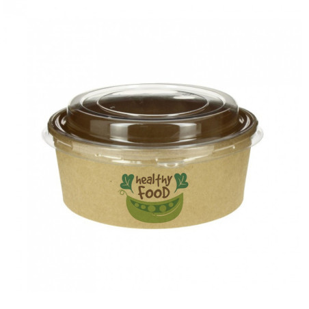 Ensaladera Cartón Kraft Plastic Free Con Tapa Rpet 500ml Impresa Ensaladera Cartón Kraft Plastic Free Con Tapa Rpet 500ml Impresa