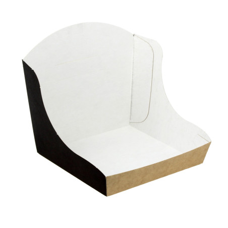 Barqueta para hamburguesas cartón negro kraft (11,5x12x12 cm)