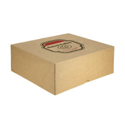 Caja tarta y roscón kraft con apertura frontal (28x28x10 cm) Personalizada 1 Tinta