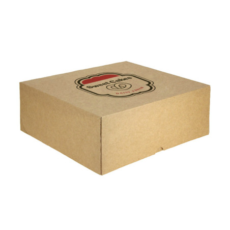 Caja tarta y roscón kraft con apertura frontal (28x28x10 cm) Personalizada 1 Tinta