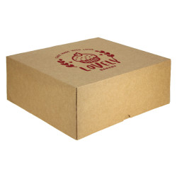 Caja tarta y roscón kraft con apertura frontal (35x35x10 cm)  Personalizada 1 Tinta