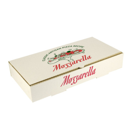 Caja Pizza Calzone Cartón Blanco 30,5x15,2x5cm Impresa Caja Pizza Calzone Cartón Blanco 30,5x15,2x5cm Impresa