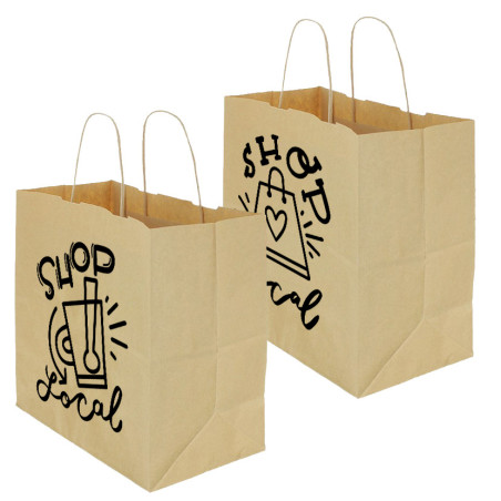 Bolsa Papel Asa Rizada Kraft (26+14x27cm) 100Gr Personalizada en 2 caras, 1 tinta