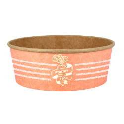 Ensaladera Cartón Kraft Plastic Free Con Tapa Rpet 1100ml Personalizada