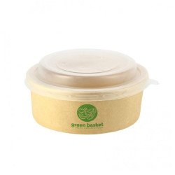 Saladeira de cartão kraft com tampa PP (550cc) Personalizada 1 tinta