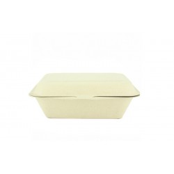 Envase de fibra kraft rectangulares con tapa (600cc)