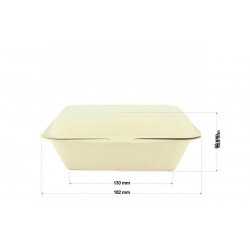 Envase de fibra kraft rectangulares con tapa (600cc)