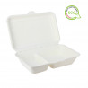 Envases de fibra blancos con tapa y 2 divisiones (1000cc)