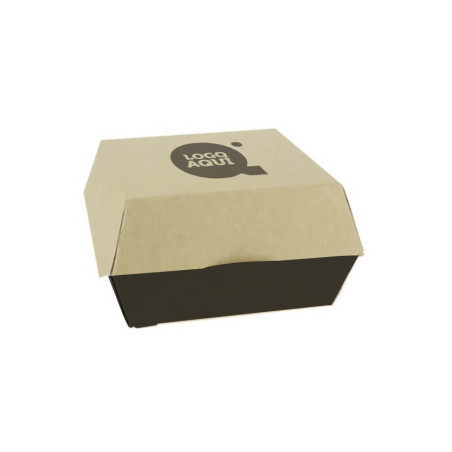 Cajas de cartón negro kraft para hamburguesas pequeñas Personalizadas 1 Tinta