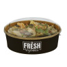 Ensaladera de cartón negro con tapa PET (948ml) Personalizada 1 tinta